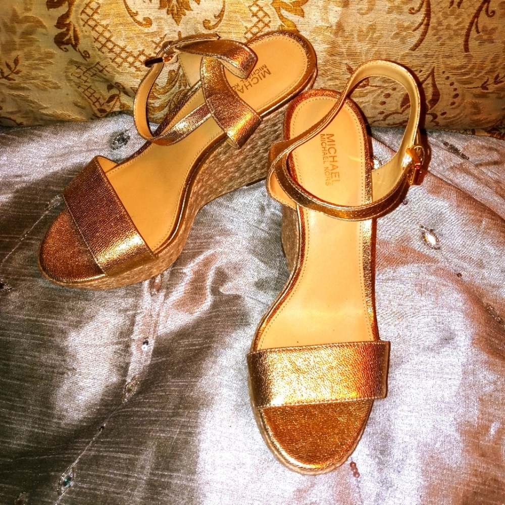 Gold Michael Kors wedges